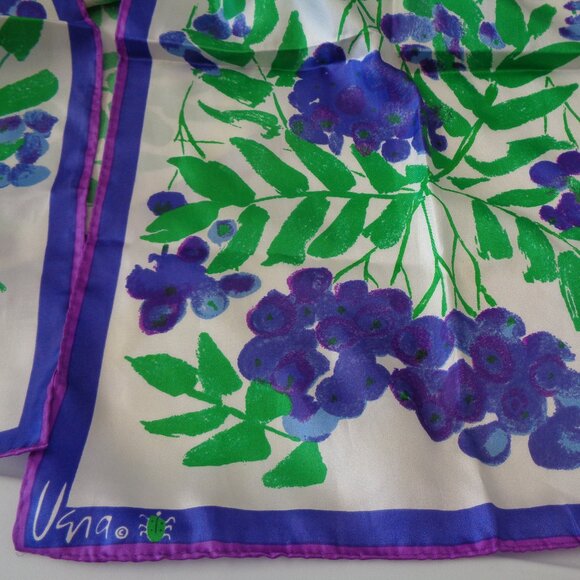 Vera Neumann Purple Green Flowers Grapes Abstract Woman's Scarf - Picture 1 of 2